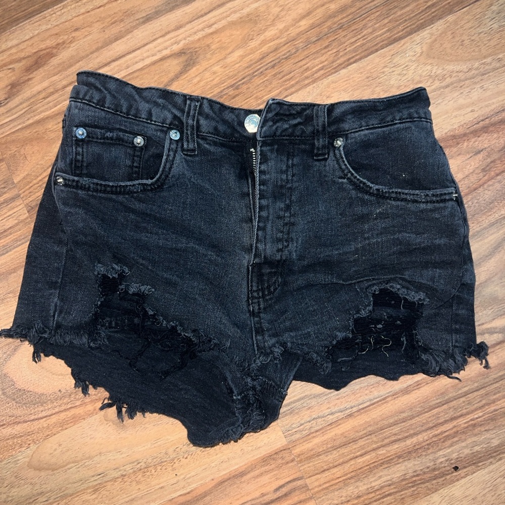 Stylish Black Distressed Women's Shorts